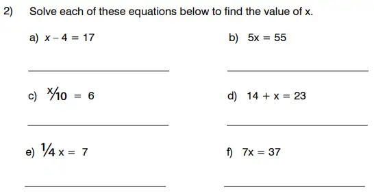 Question 2(a,b,c,d,e,f) - King’s College School 11 Plus Maths Sample Paper – 2024