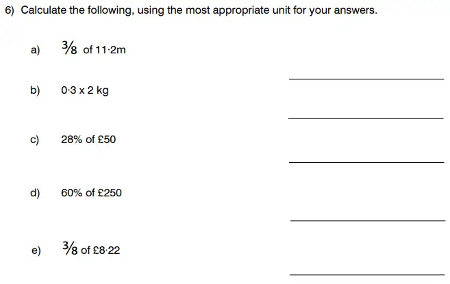 Question 6(a,b,c,d,e) - King’s College School 11 Plus Maths Sample Paper – 2024