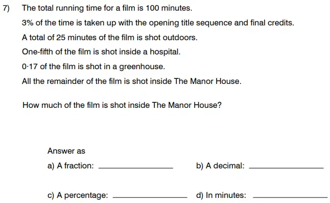 Question 7(a,b,c,d) - King’s College School 11 Plus Maths Sample Paper – 2024
