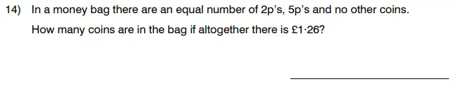 Question 14 - King’s College School 11 Plus Maths Sample Paper – 2024