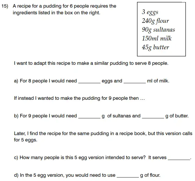 Question 15(a,b,c,d) - King’s College School 11 Plus Maths Sample Paper – 2024