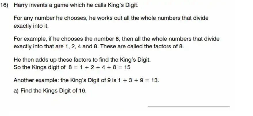 Question 16(a) - King’s College School - 11 Plus Maths Sample Paper – 2026