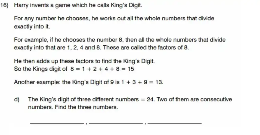 Question 16(d) - King’s College School - 11 Plus Maths Sample Paper – 2026