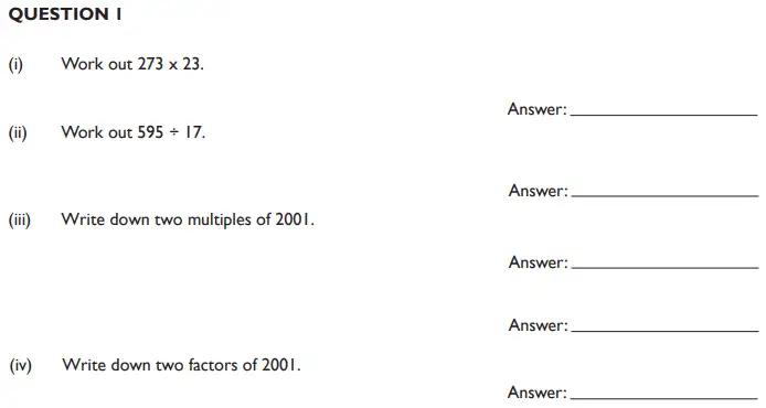 Question 1(a) - King’s College School 11 Plus Maths section-b and Pre Test-2019 Sample Paper