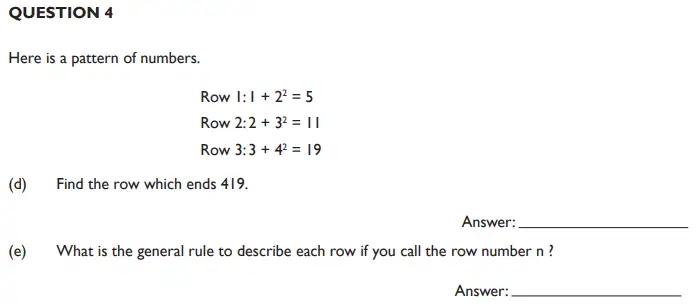 Question 4(d, e) - King’s College School 11 Plus Maths section-b and Pre Test-2019 Sample Paper
