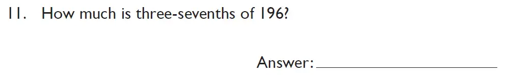 Question 11 - Kings College School Section A 11 Plus for 2023 entry Pretest for 2025 Entry
