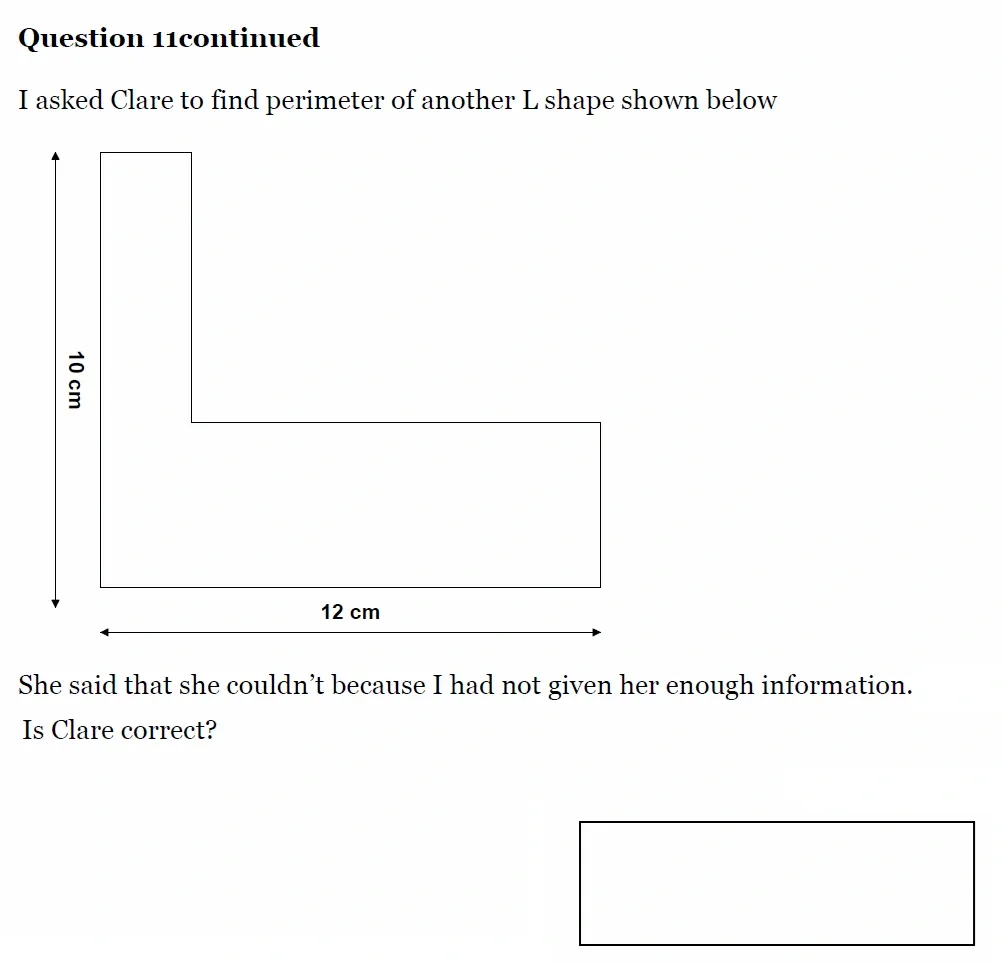 Question 11(b) - King's High School - 11 Plus Maths Entrance Exam Sample Paper - 2025