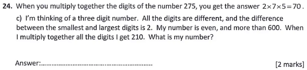 Question 24(c) - Latymer Upper School - 11 Plus Exam Maths Sample Paper 1 - 2025