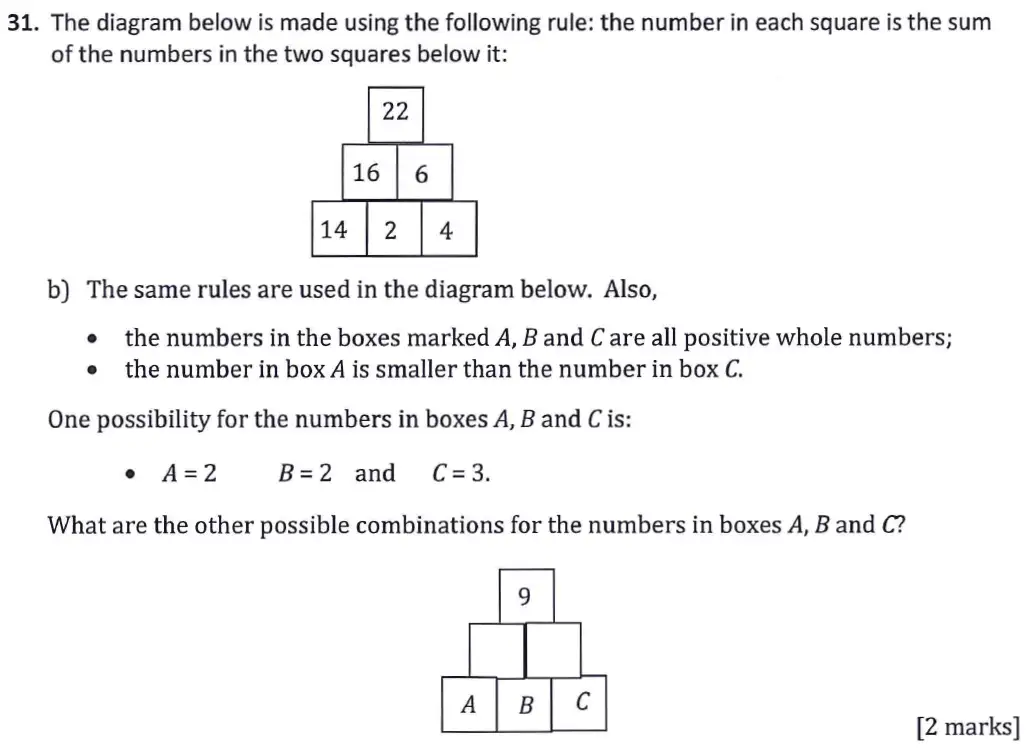 Question 31(b) - Latymer Upper School - 11 Plus Exam Maths Sample Paper 1 - 2025