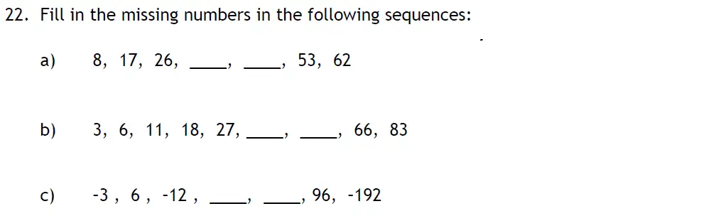 Question 22(22a,22b,22c) - Latymer Upper School - 11 Plus Exam Maths Sample Paper 2 - 2025