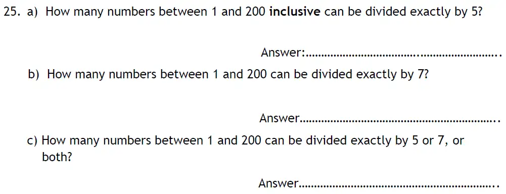 Question 25(25a,25b,25c) - Latymer Upper School - 11 Plus Exam Maths Sample Paper 2 - 2025