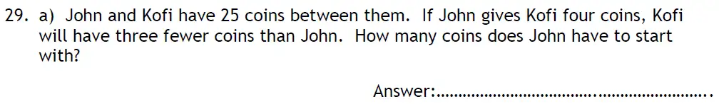 Question 29a - Latymer Upper School - 11 Plus Exam Maths Sample Paper 2 - 2025