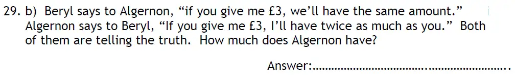 Question 29b - Latymer Upper School - 11 Plus Exam Maths Sample Paper 2 - 2025