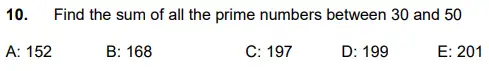 Question 10 - Latymer Upper School 11 Plus Maths Sample Paper – 2022