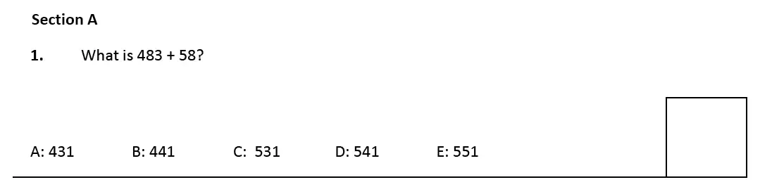 Question 1 - Latymer Upper School 11 Plus Maths Sample Paper 1 – 2023