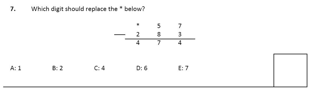 Question 7 - Latymer Upper School 11 Plus Maths Sample Paper 1 – 2023