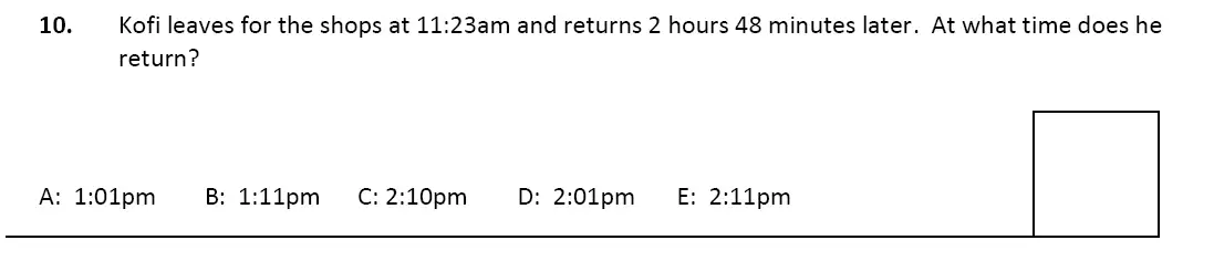Question 10 - Latymer Upper School 11 Plus Maths Sample Paper 1 – 2023