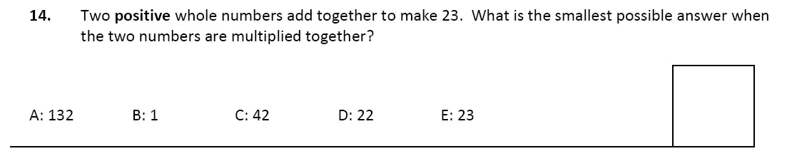 Question 14 - Latymer Upper School 11 Plus Maths Sample Paper 1 – 2023