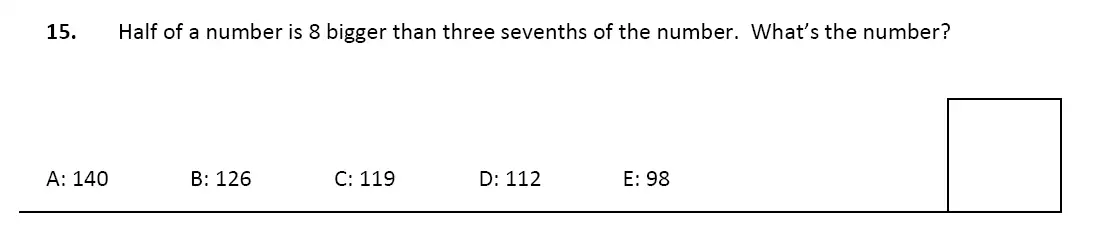Question 15 - Latymer Upper School 11 Plus Maths Sample Paper 1 – 2023