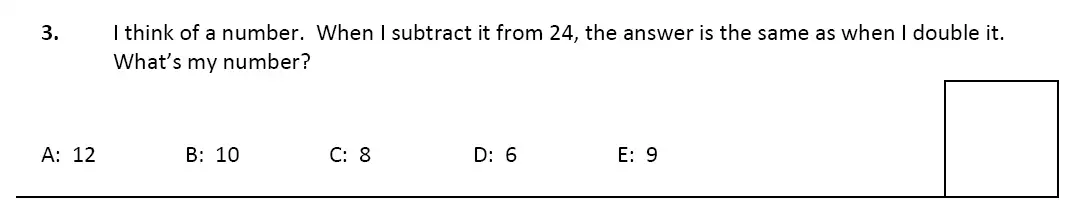 Question 3 - Latymer Upper School - 11 Plus Maths Sample Paper 2 – 2023