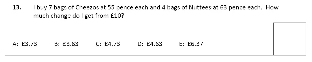 Question 13 - Latymer Upper School - 11 Plus Maths Sample Paper 2 – 2023