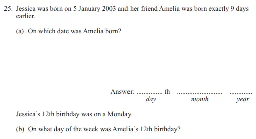 Question 25(25(a),25(b)) - The North London Independent Girls' Schools Consortium Group 2 - 11+ Maths Entrance Examination - 2015
