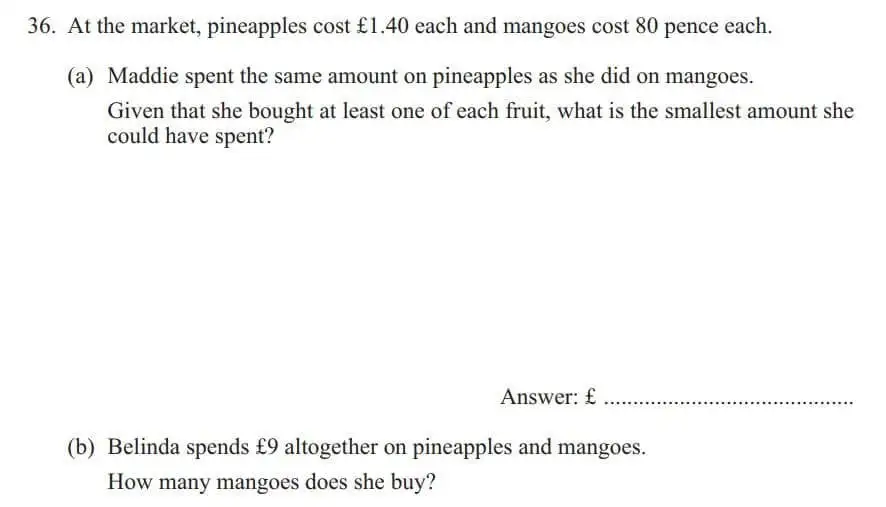 Question 36(36(a),36(b)) - The North London Independent Girls' Schools Consortium Group 2 - 11+ Maths Entrance Examination - 2015