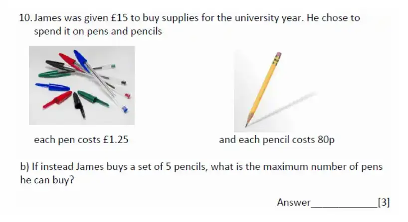 Question 10(b) - Magdalen College School – 11+ Maths Sample Paper - 2026