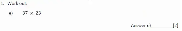 Question 1(e) - Magdalen College School – 11+ Maths Sample Paper - 2026