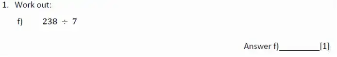 Question 1(f) - Magdalen College School – 11+ Maths Sample Paper - 2026
