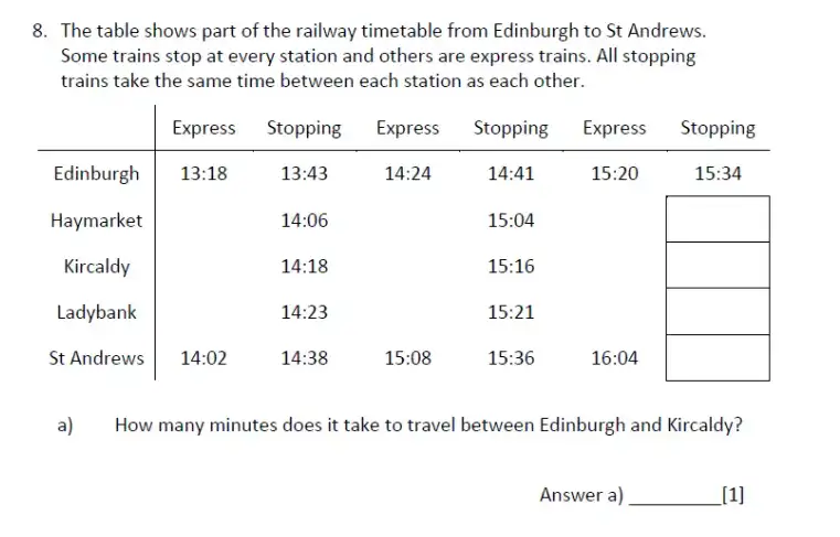 Question 8(a) - Magdalen College School – 11+ Maths Sample Paper - 2026
