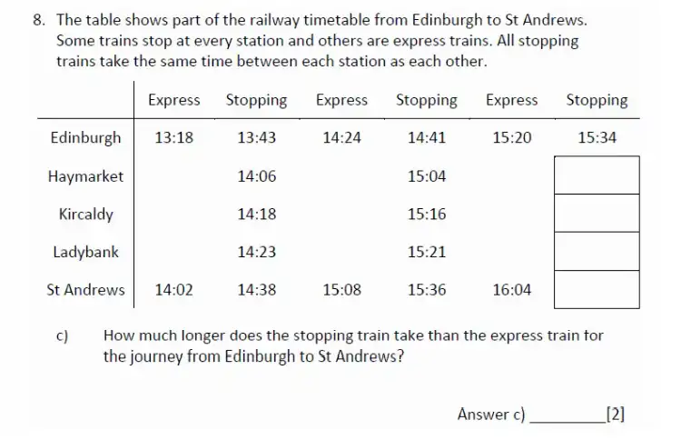 Question 8(c) - Magdalen College School – 11+ Maths Sample Paper - 2026