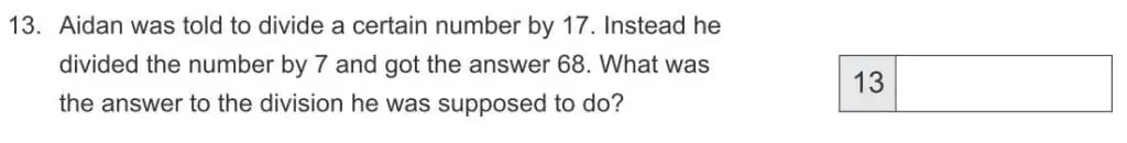Question 13 - The Manchester Grammar School 11 Plus Papers Arithmetic A – 2017