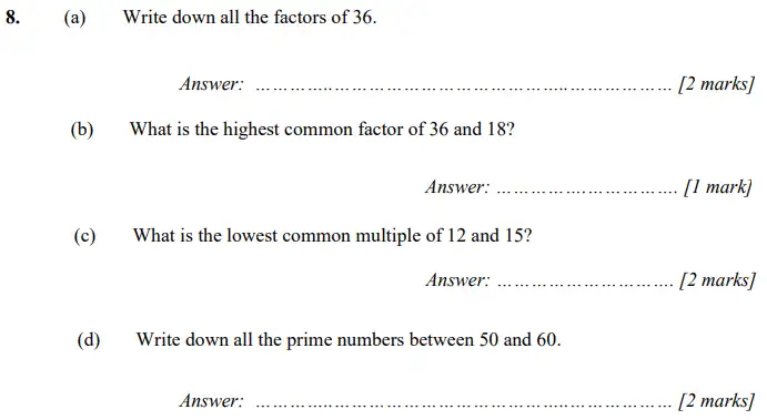 Question 8(a,b,c,d) - Merchant Taylors – Maths Specimen Paper 1 - 2024