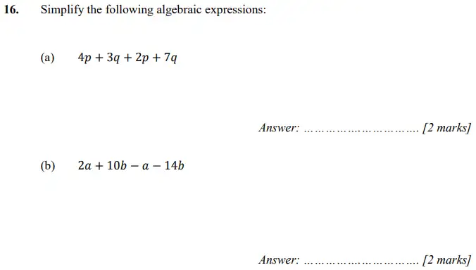 Question 16(a,b) - Merchant Taylors – Maths Specimen Paper 1 - 2024