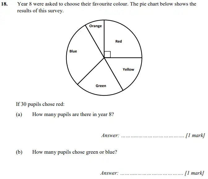 Question 18(a,b) - Merchant Taylors School - 11 Plus Maths Specimen Paper 1 - 2024