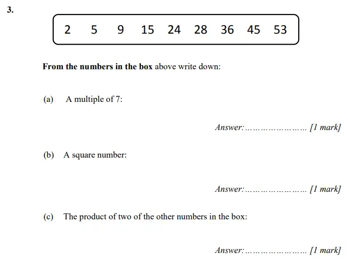 Question 3(a,b,c) - Merchant Taylors – Maths Specimen Paper 2 - 2024