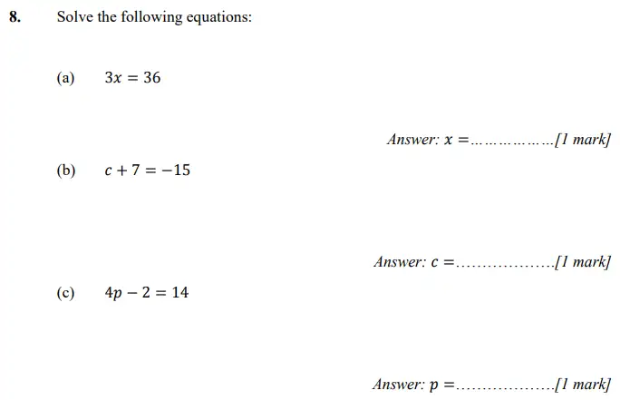 Question 8(a,b,c) - Merchant Taylors – Maths Specimen Paper 2 - 2024