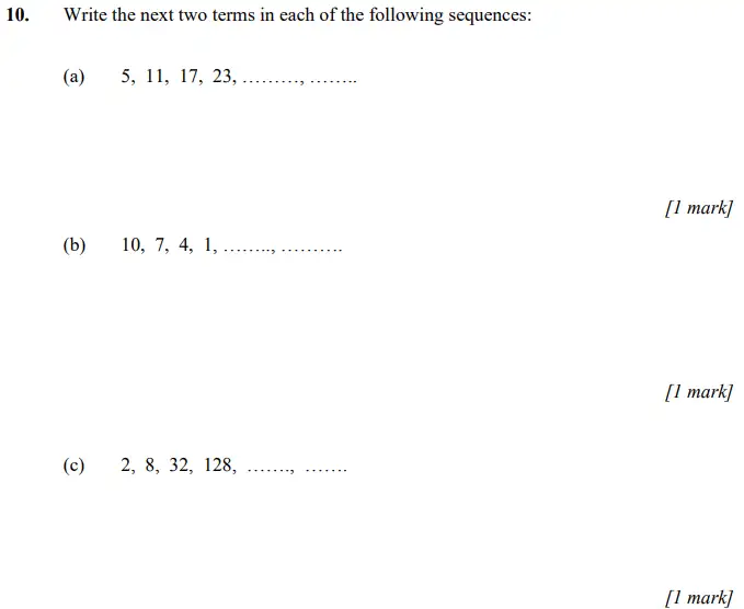 Question 10(a,b,c) - Merchant Taylors – Maths Specimen Paper 2 - 2024