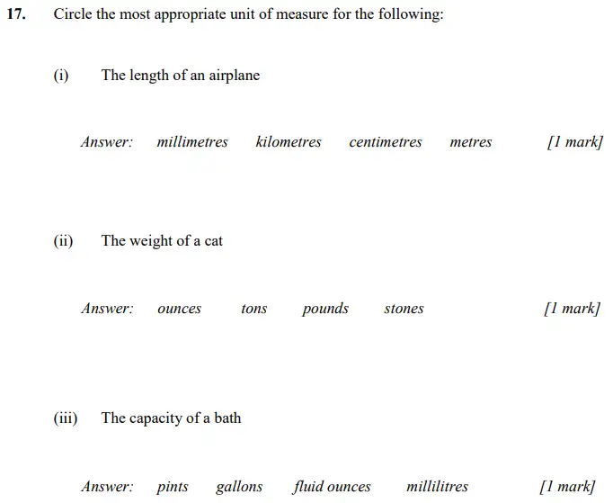 Question 17(a,b,c) - Merchant Taylors School - 11 Plus Maths Specimen Paper 2 - 2024