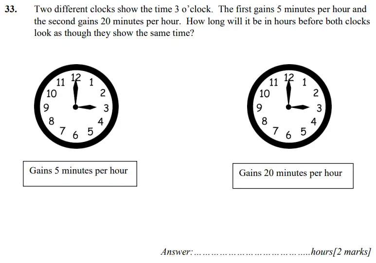 Question 33 - Merchant Taylors School - 11 Plus Maths Specimen Paper 2 - 2024