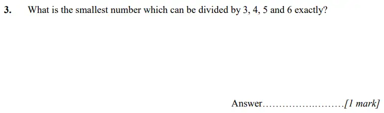 Question 3 - Merchant Taylors’ School - 11+ Maths Practice Paper 1 – 2023
