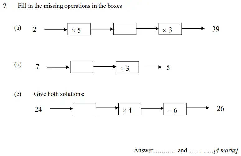Question 7(a,b,c) - Merchant Taylors’ School - 11+ Maths Practice Paper 1 – 2023