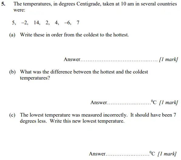 Question 5(a,b,c) - Merchant Taylors’ School – 11+ Maths practice paper-2 – 2023
