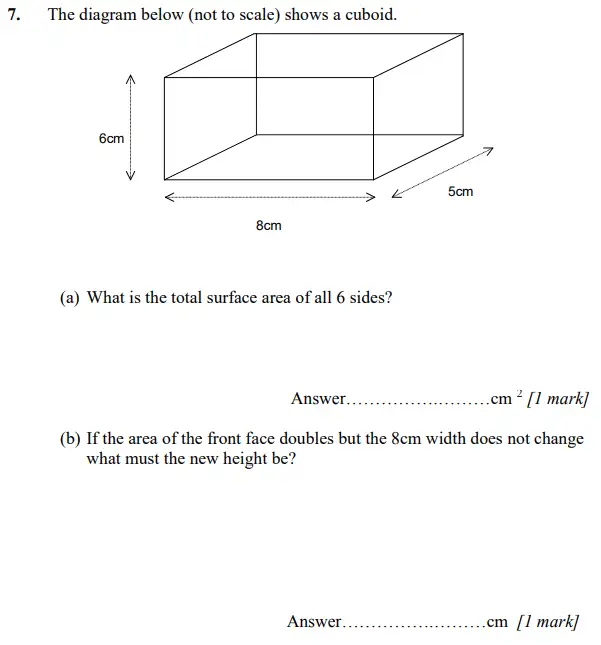 Question 7(a,b) - Merchant Taylors’ School – 11+ Maths practice paper-2 – 2023