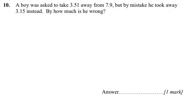 Question 10 - Merchant Taylors’ School – 11+ Maths practice paper-2 – 2023