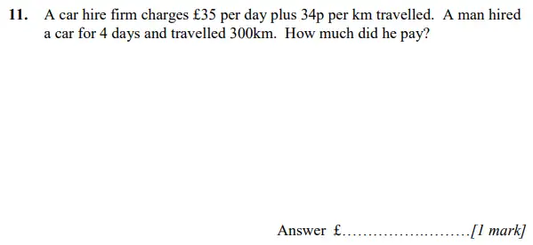 Question 11 - Merchant Taylors’ School – 11+ Maths practice paper-2 – 2023
