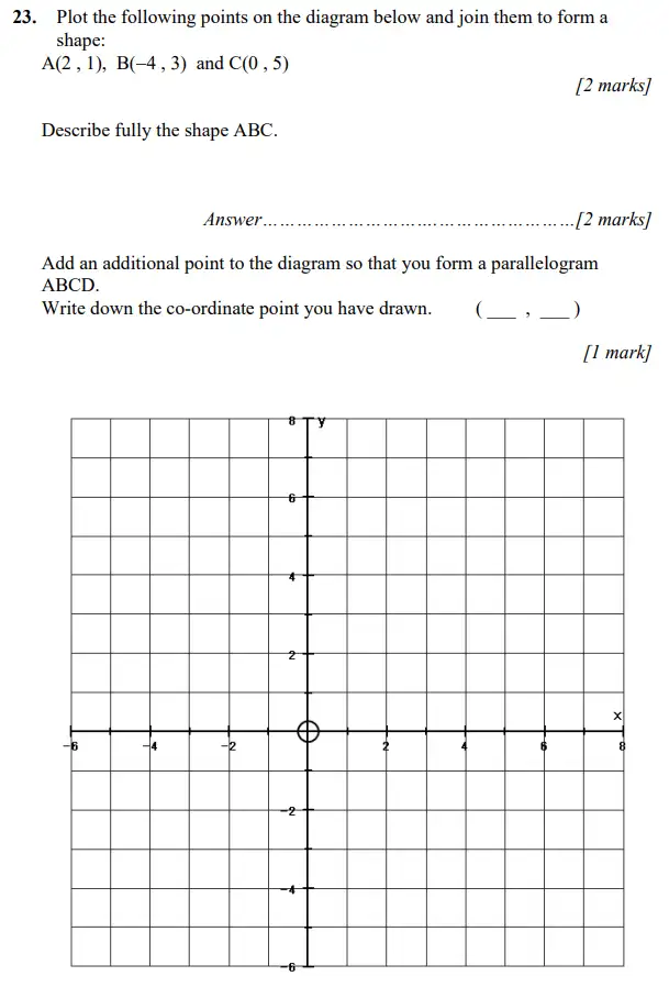 Question 23(a,b) - Merchant Taylors’ School – 11+ Maths practice paper-2 – 2023
