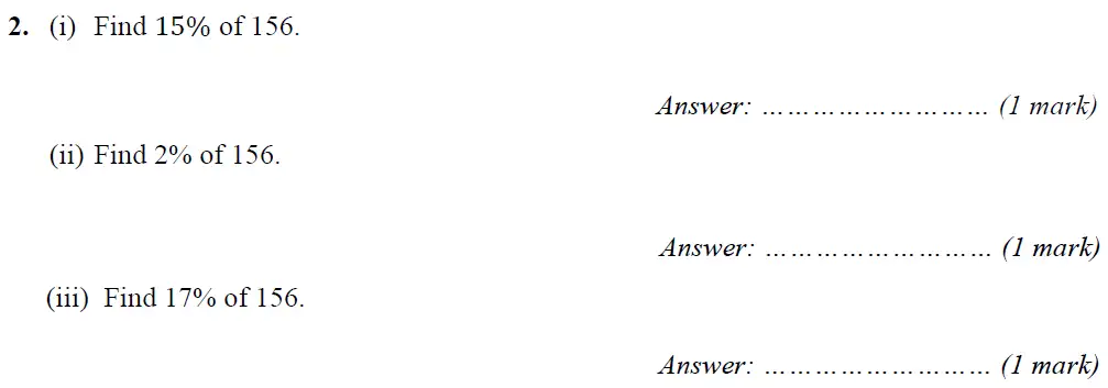 Question 2(i,2(ii),2(iii)) - Merchant Taylors School 11 Plus Maths Entrance Examination 2021