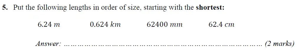 Question 5 - Merchant Taylors School 11 Plus Maths Entrance Examination 2021
